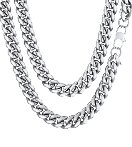 Curb Cuban Link Chain Necklaces for Men Jewelry 28Inch Stainless Steel Colar Silver Color